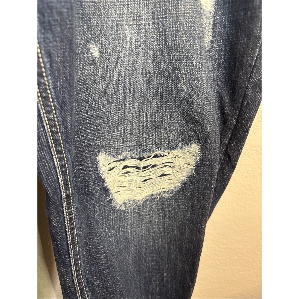 KanCan cropped jeans, women's size 13/30, distressed, raw hem, blue, Capri Pant - Picture 3 of 13